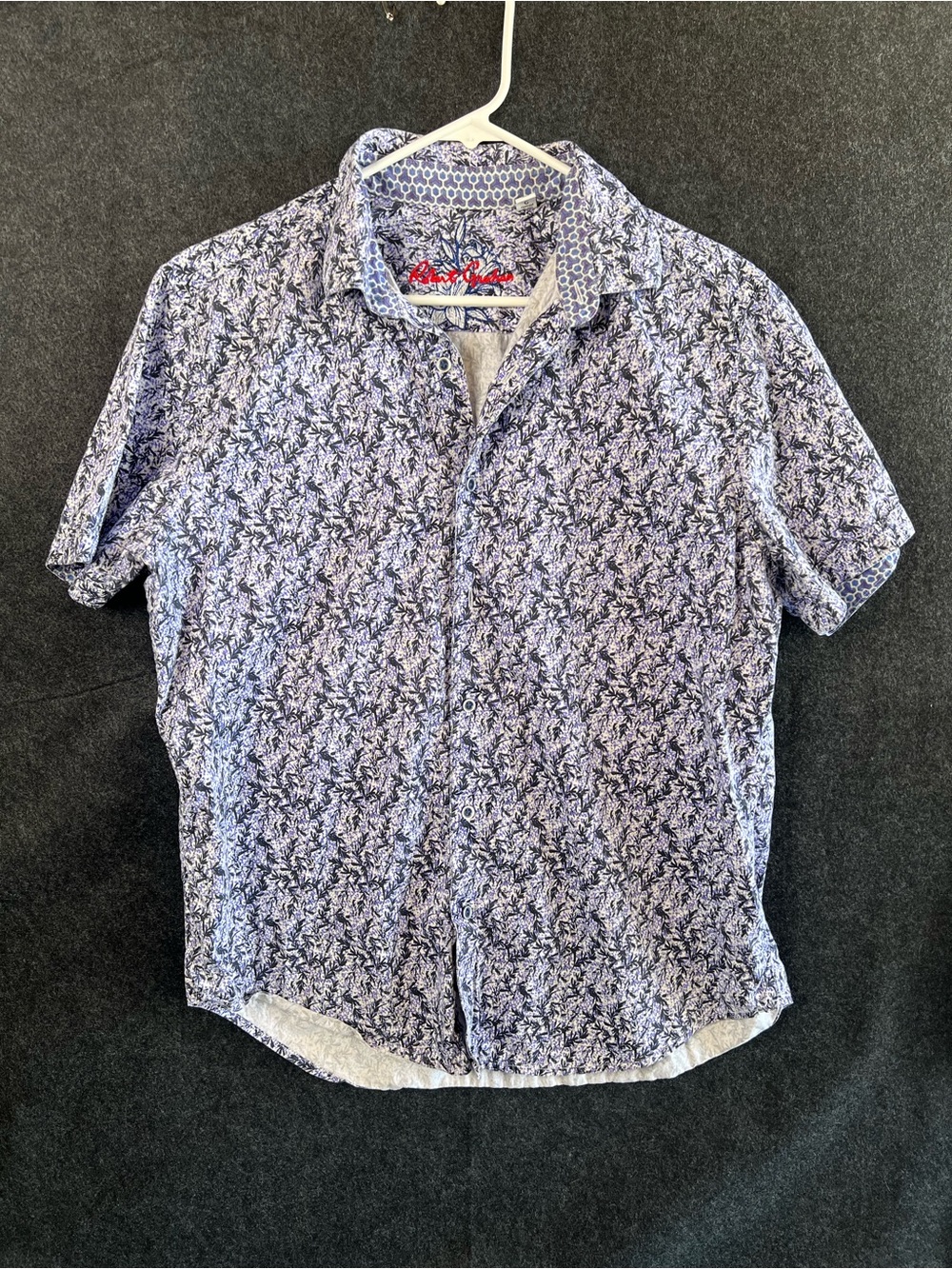 Robert Graham Coolidge Floral Abstract Blue Hawaiian Style Button Shirt Men’s L